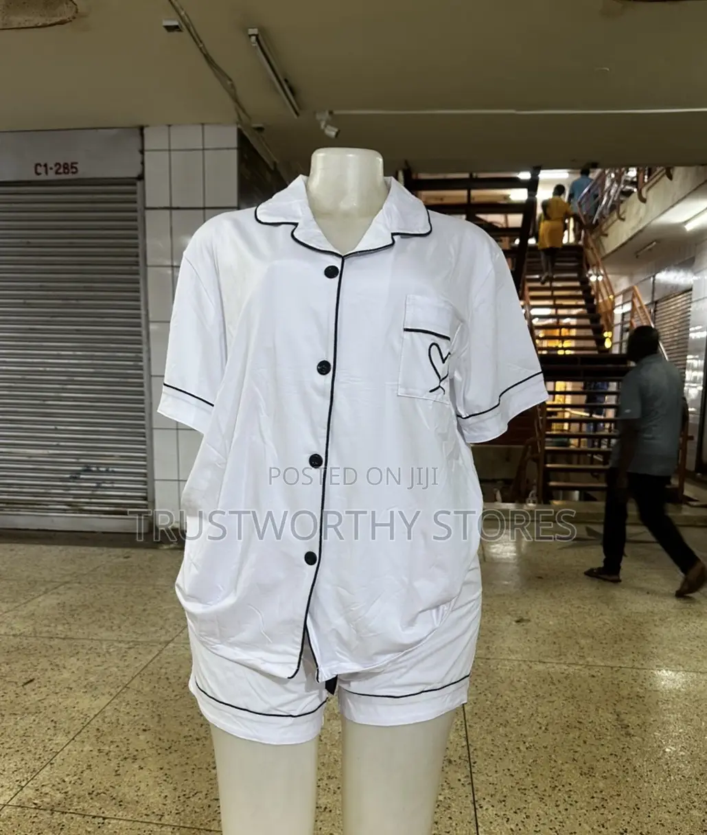 White Short Sleepwear - Cotton