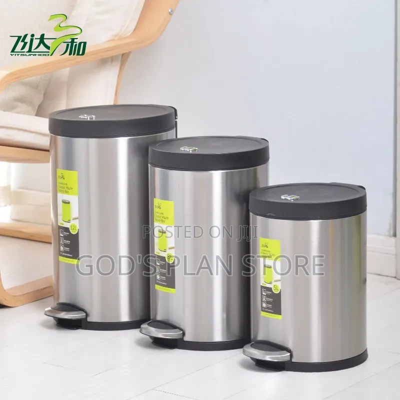 Stainless Steel Round 12litres Step on Dust Bins