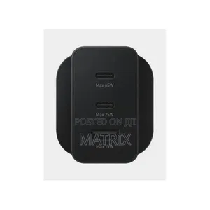 Samsung 65w Pd Power Adapter With Two Usb-C Ports and One Usb-a Port.