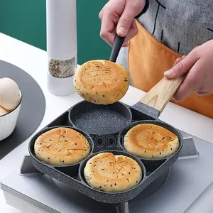 4-Section Non-Stick Breakfast Pans With Ergonomic Wooden Handles.