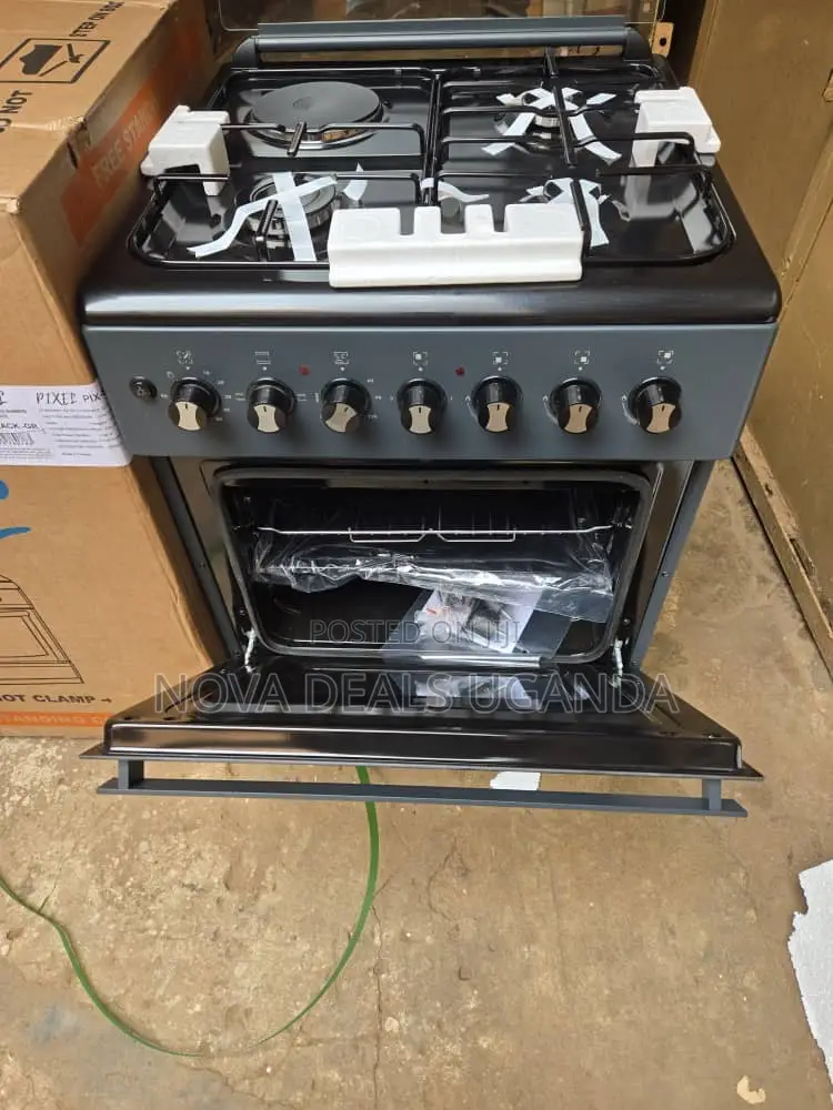 Pixel 60x60 Freestand Black Cooker 3 Gas+1 Electric With Electric Oven