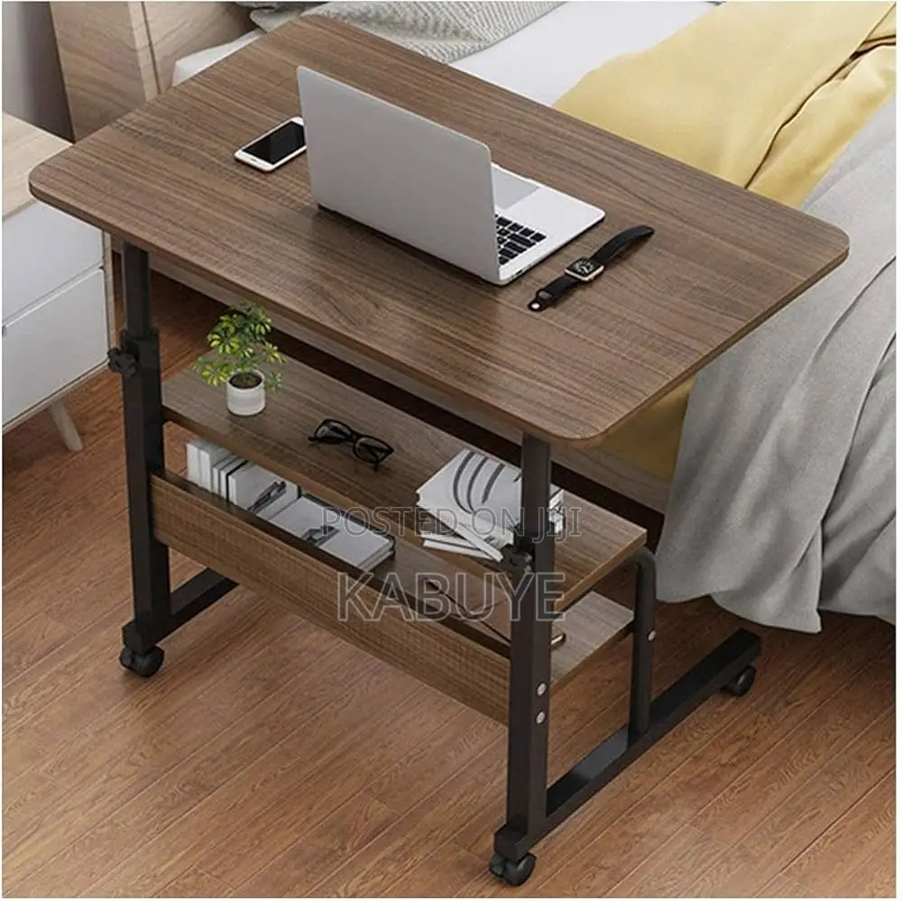 Modern Faux Wooden Mobile Bedside or Laptop Table