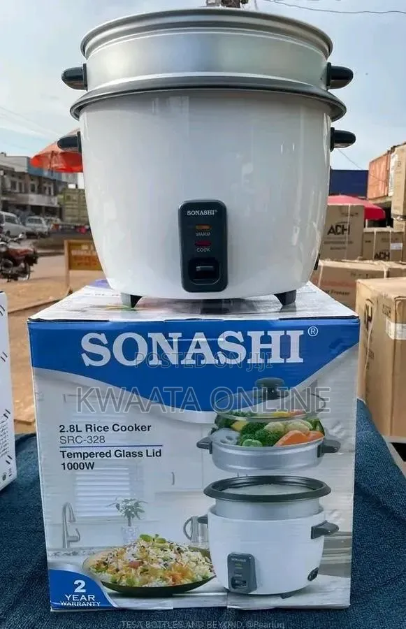 Sonashi 2.8l Rice Cooker With Steamer SRC-328 Tempered Glass Non-Stick