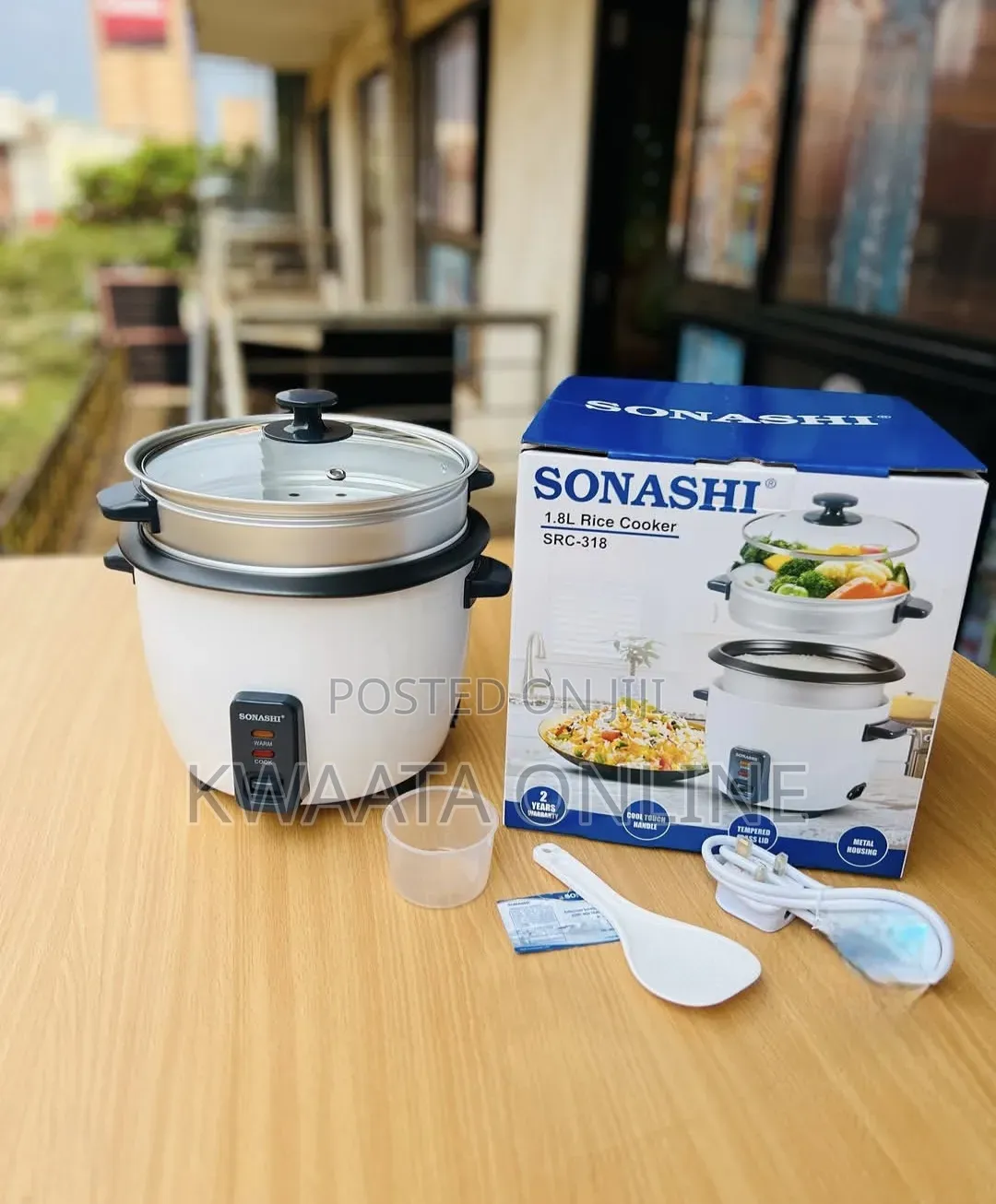 Sonashi 2.8l Rice Cooker With Steamer SRC-328 Tempered Glass Non-Stick