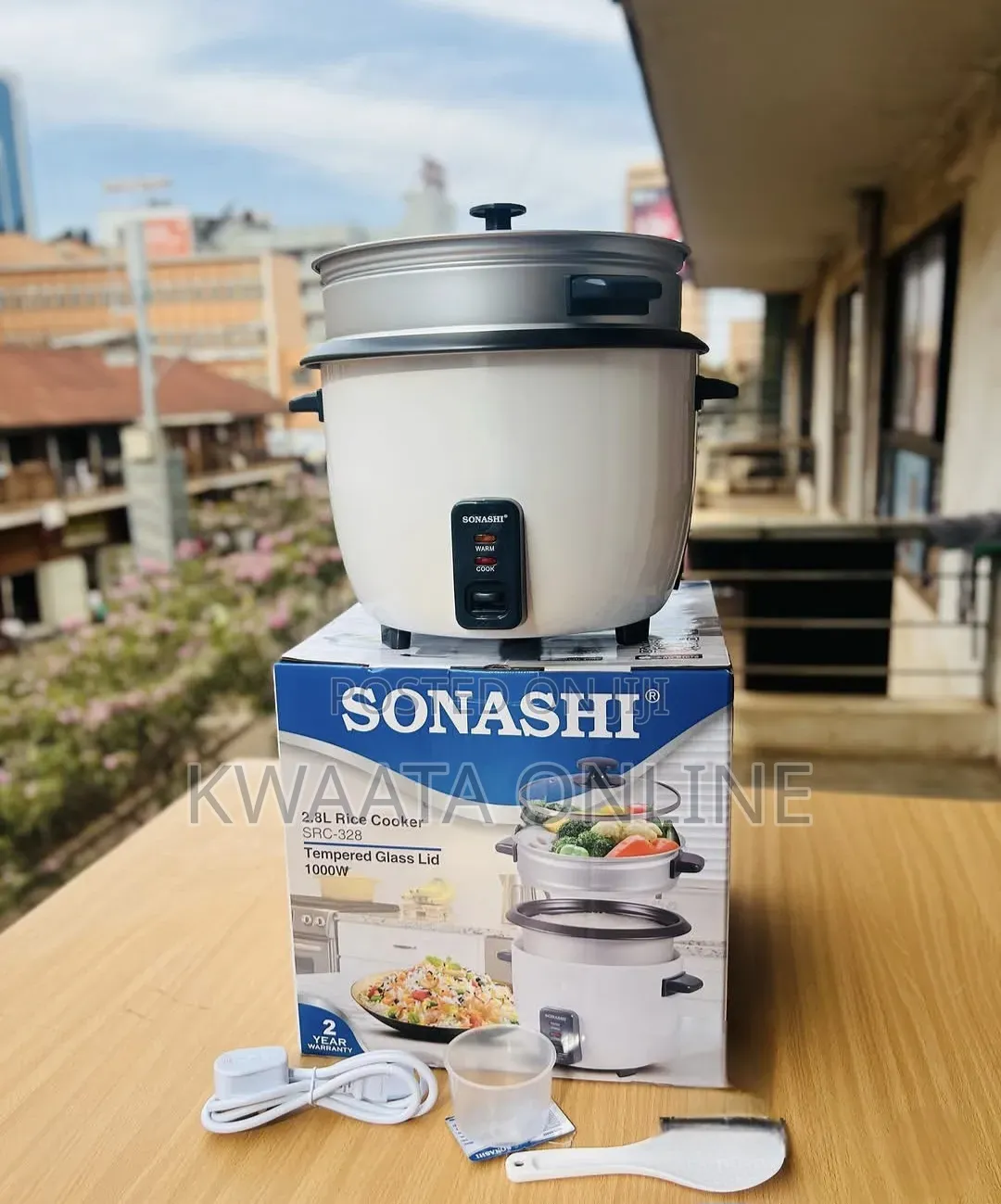 Sonashi 2.8l Rice Cooker With Steamer SRC-328 Tempered Glass Non-Stick