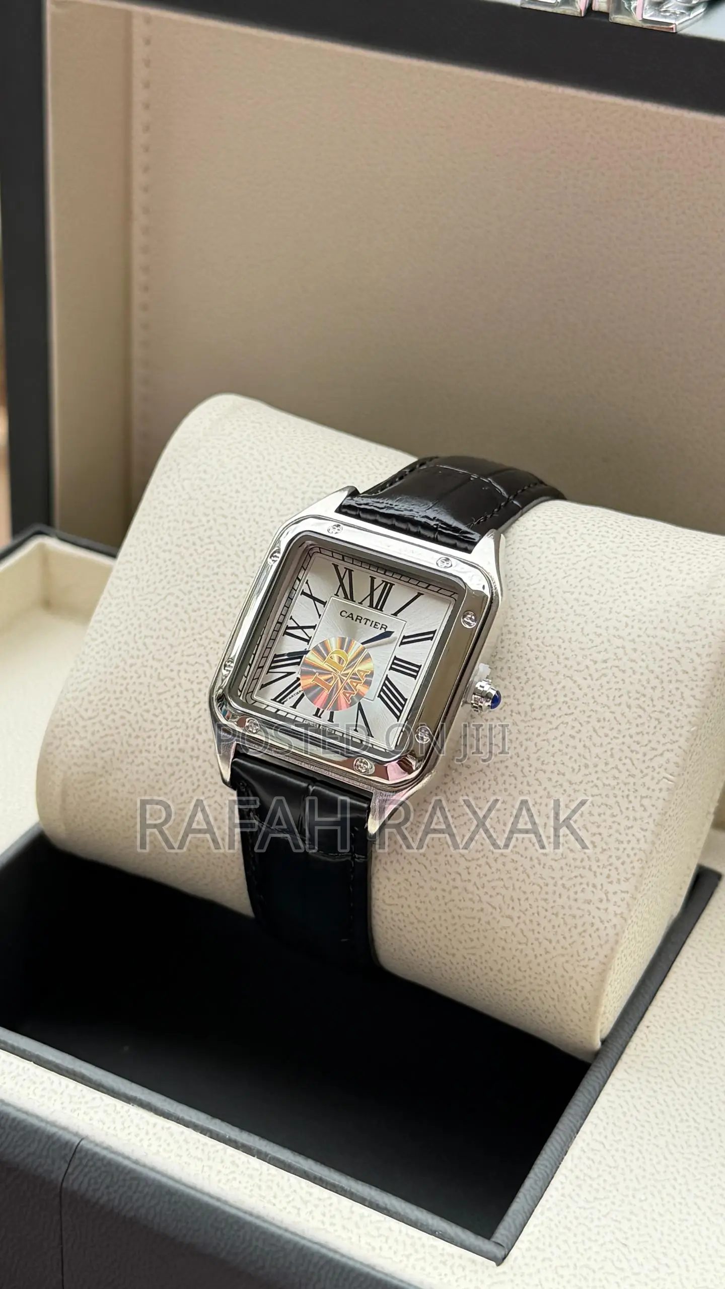 Black Leather Strap Version of Santos De Cartier Large Version