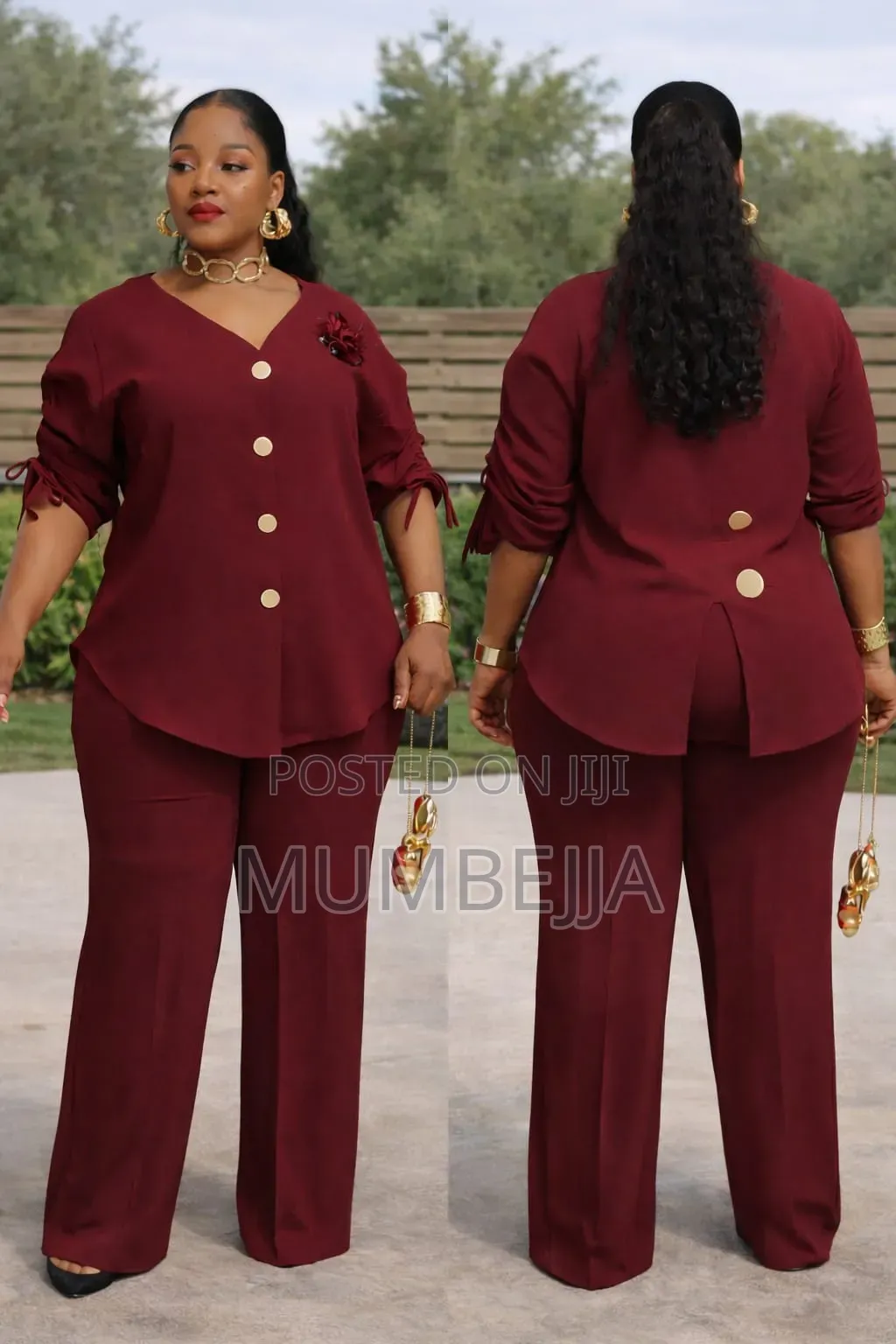 Navy Blue Two Piece Pantsuit