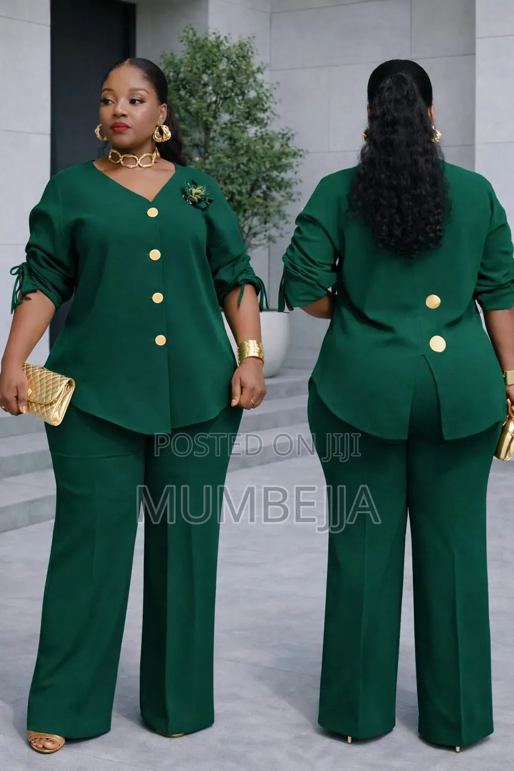 Navy Blue Two Piece Pantsuit