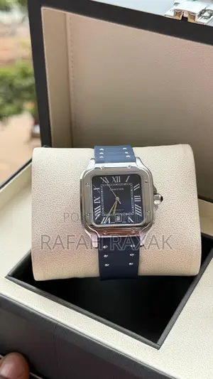 Navy Blue Santos De Cartier Large Model Watch