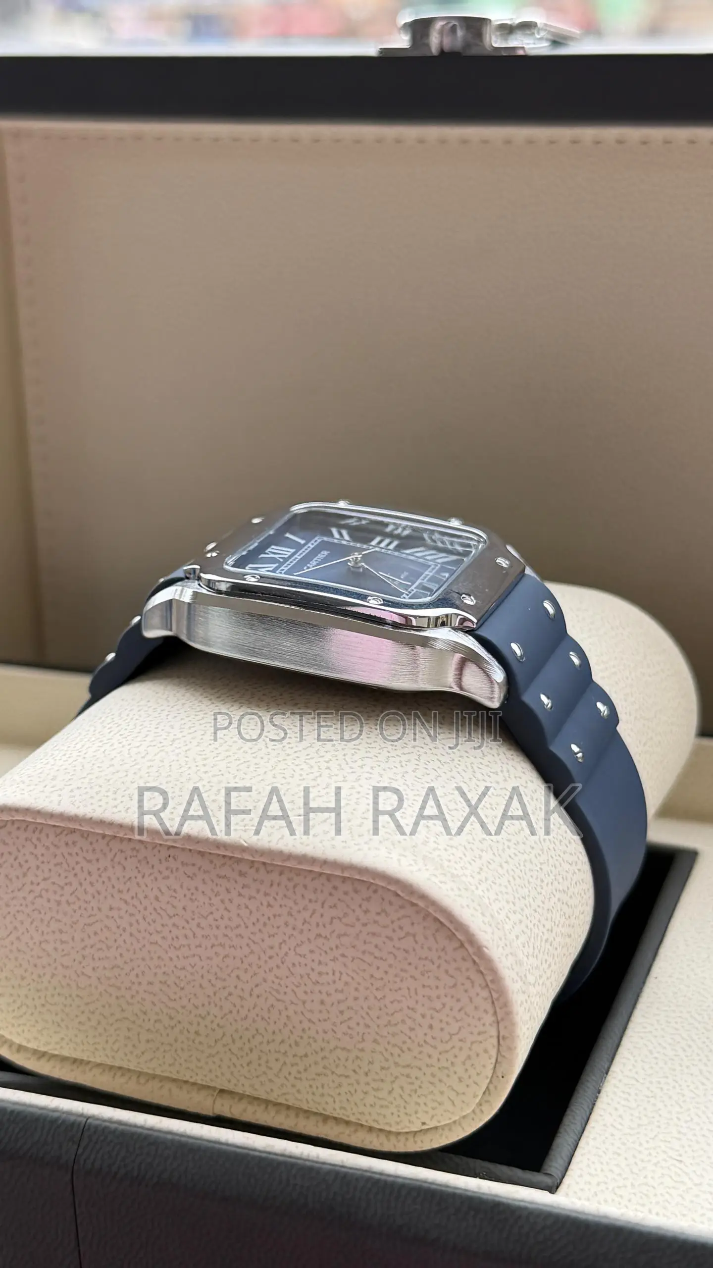 Navy Blue Santos De Cartier Large Model Watch