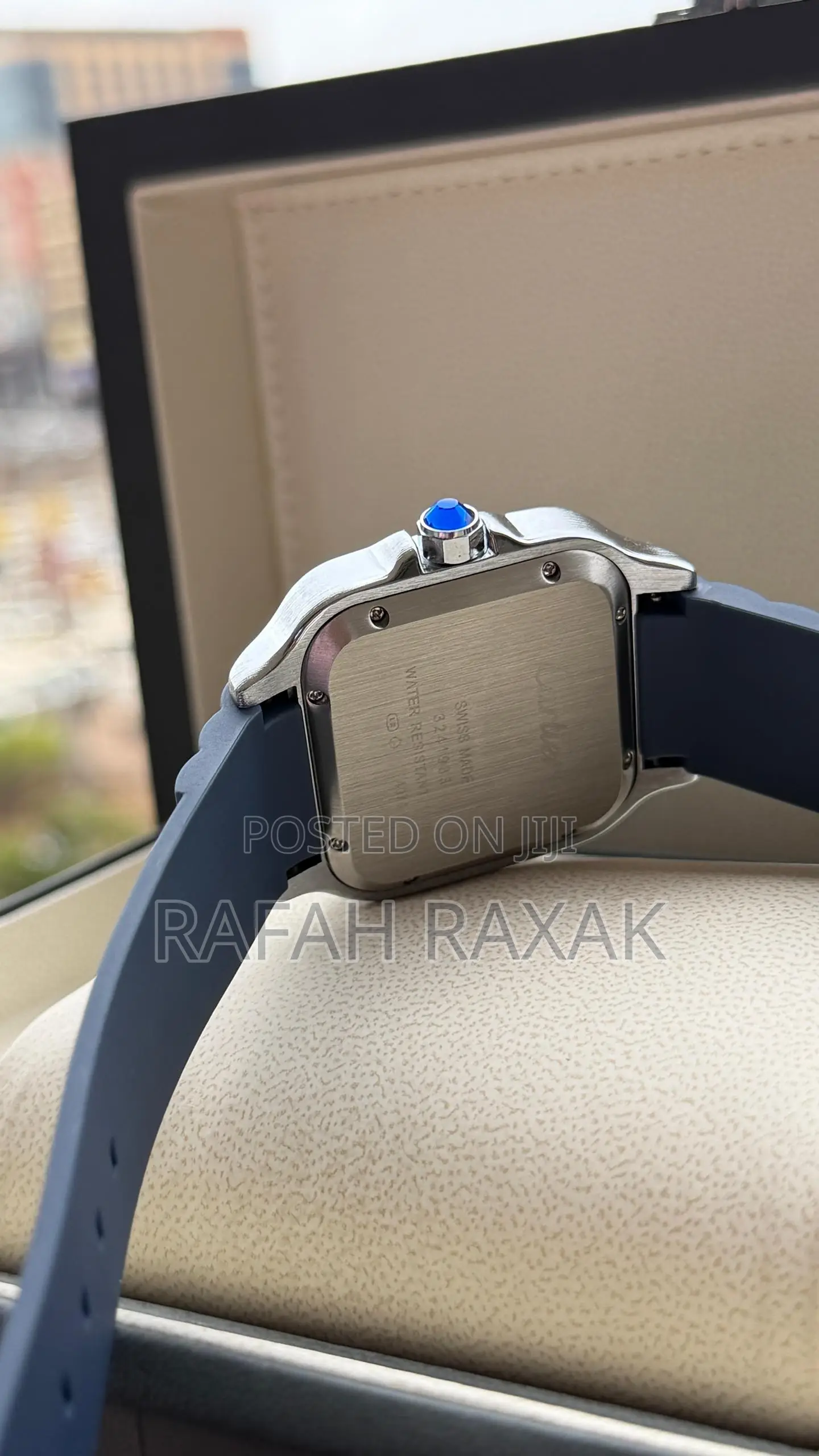 Navy Blue Santos De Cartier Large Model Watch