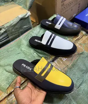 Yellow and Black Version of Prada Men’S Leather Half Shoes
