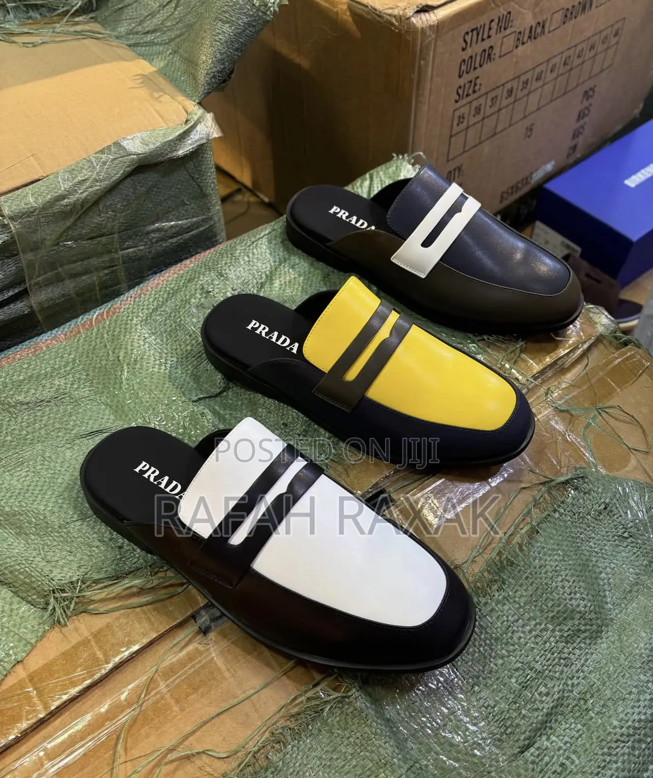White and Black Colorways Prada Half Shoes
