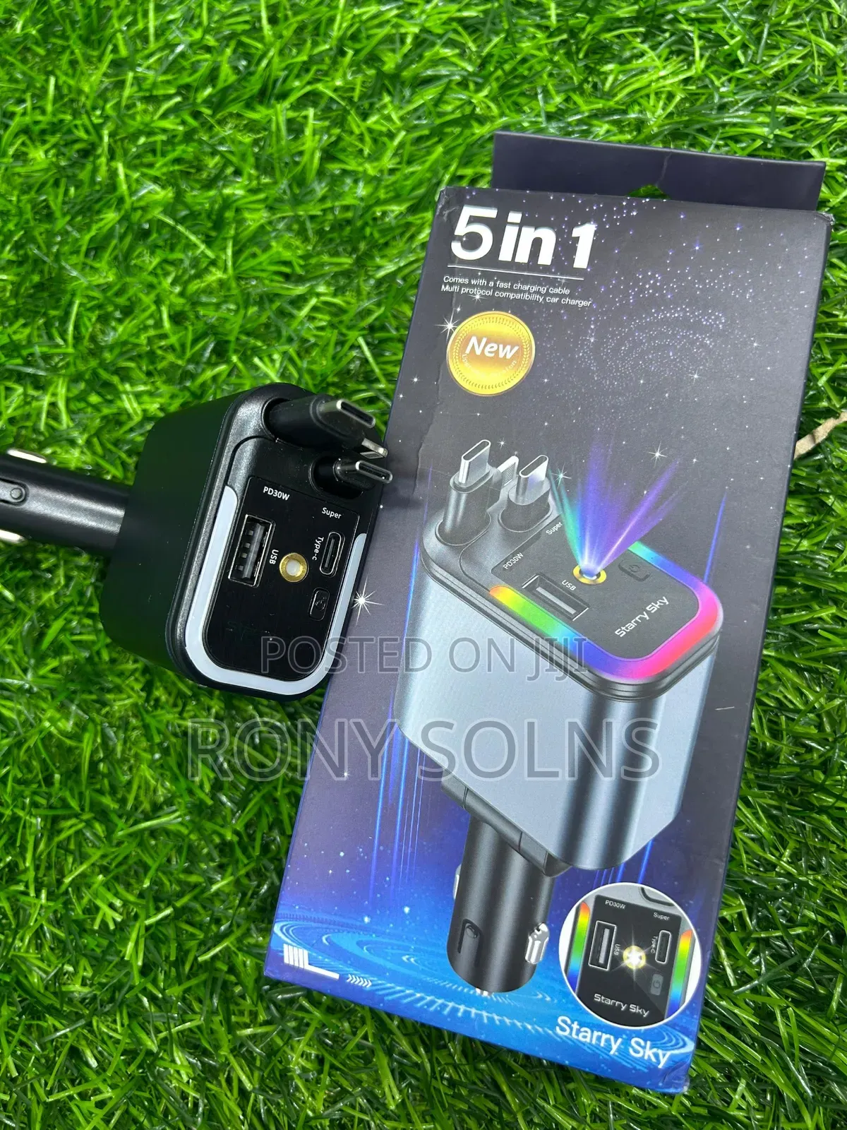 5 In1 Car Fast Charger-Type C and Lighting Cable