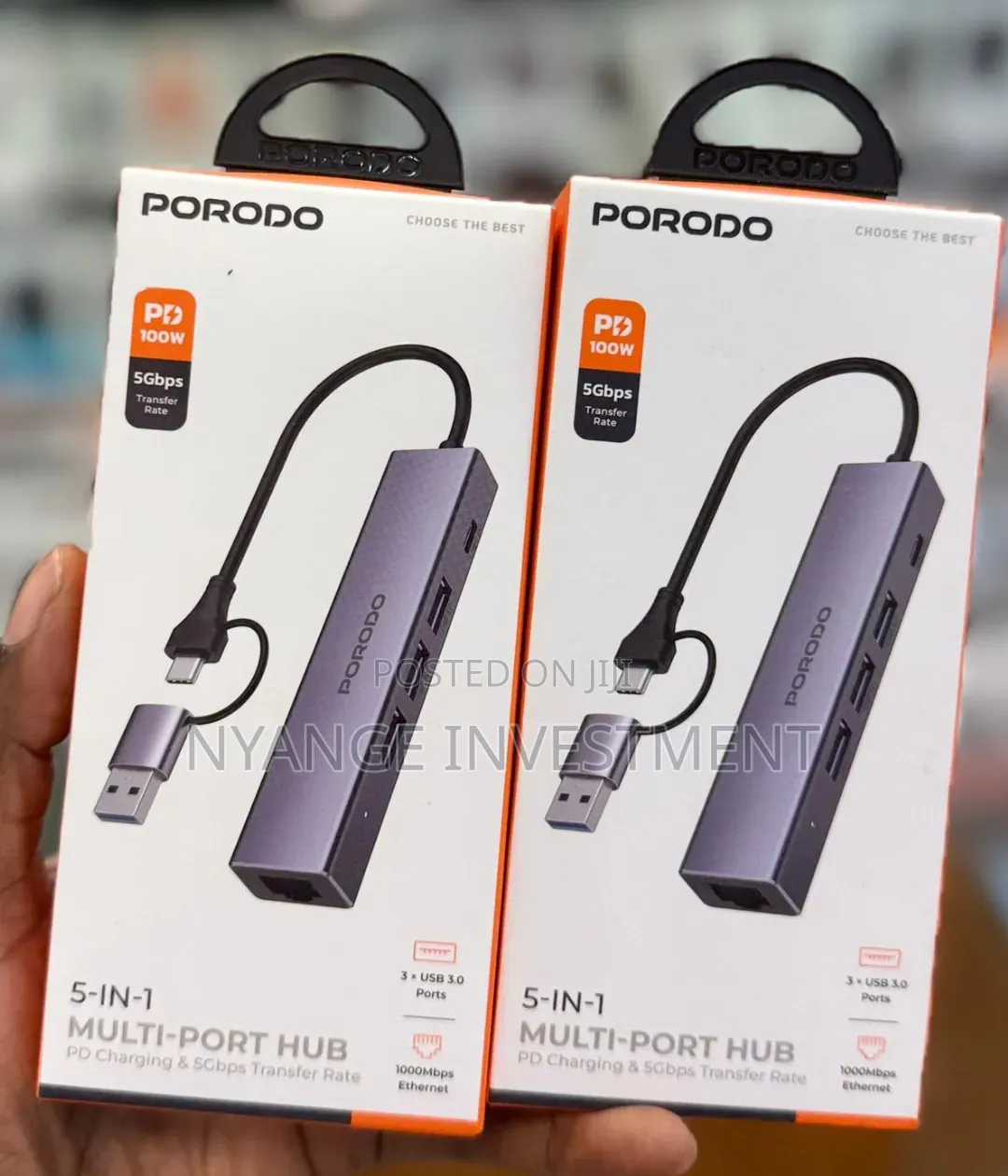 Porodo 5-in-1 Multi-Port Hub With 100w Pd Charging Port, . Hub 5in1