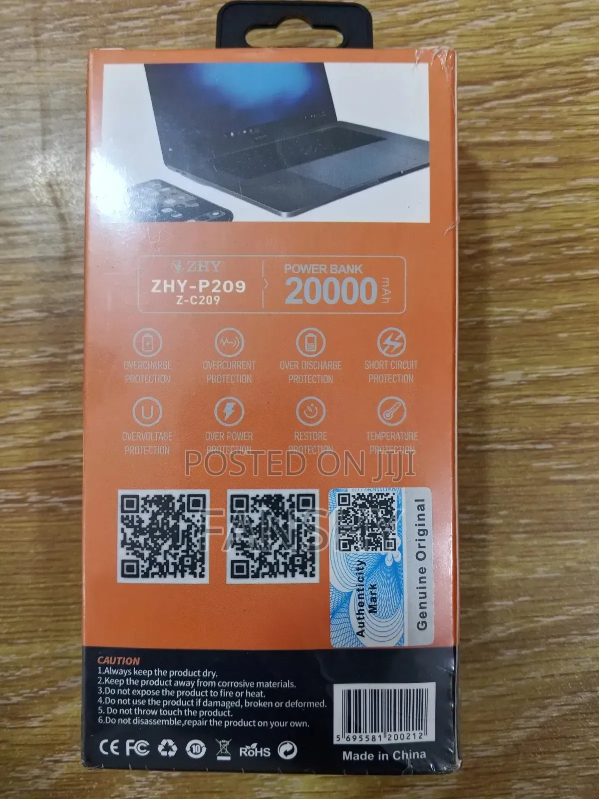 Original Zhy 20,000mah Power Bank With 4 Point Output Cables