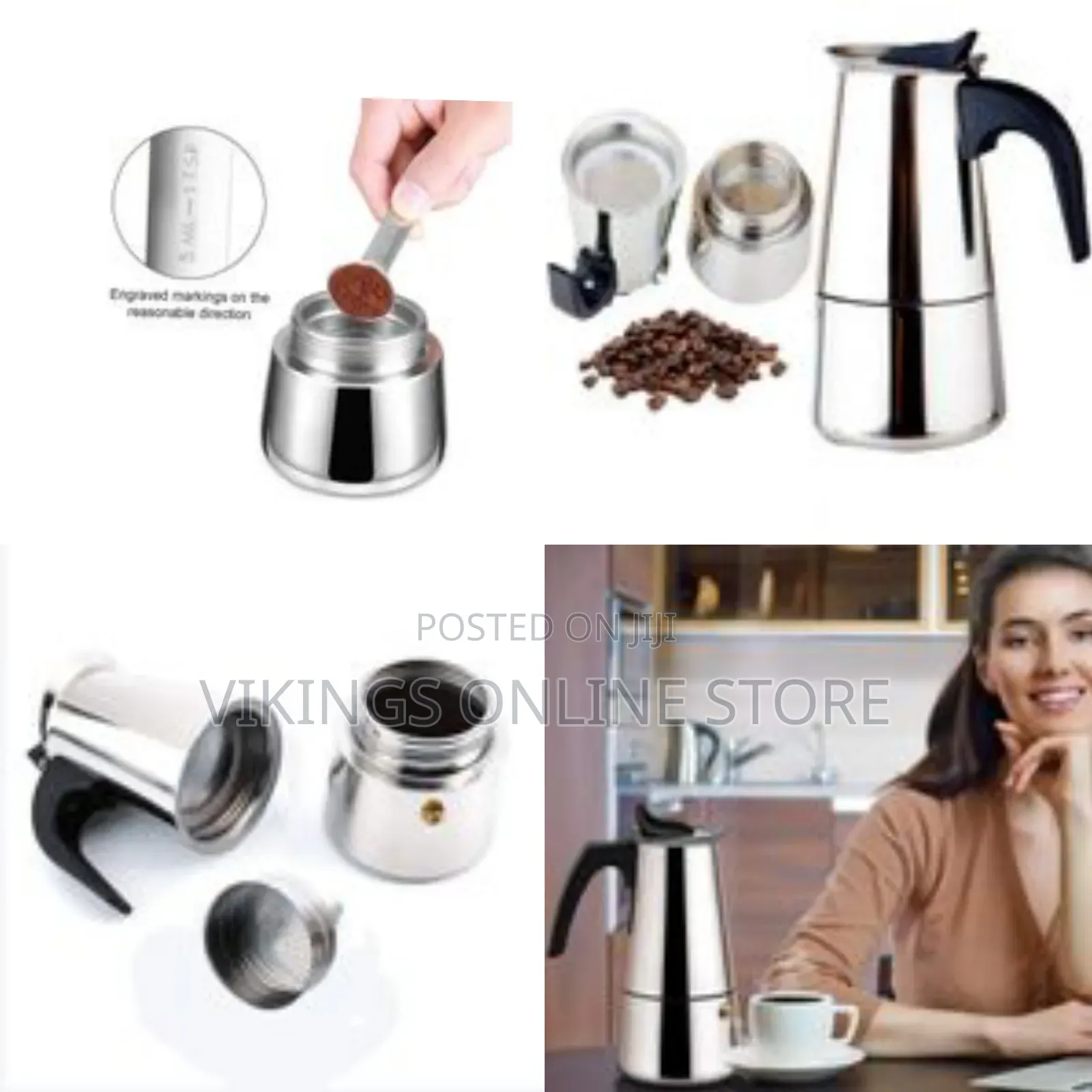 9 Cups Moka Pot Large Capacity Stainless Steel 304 Moka Pot Coffee