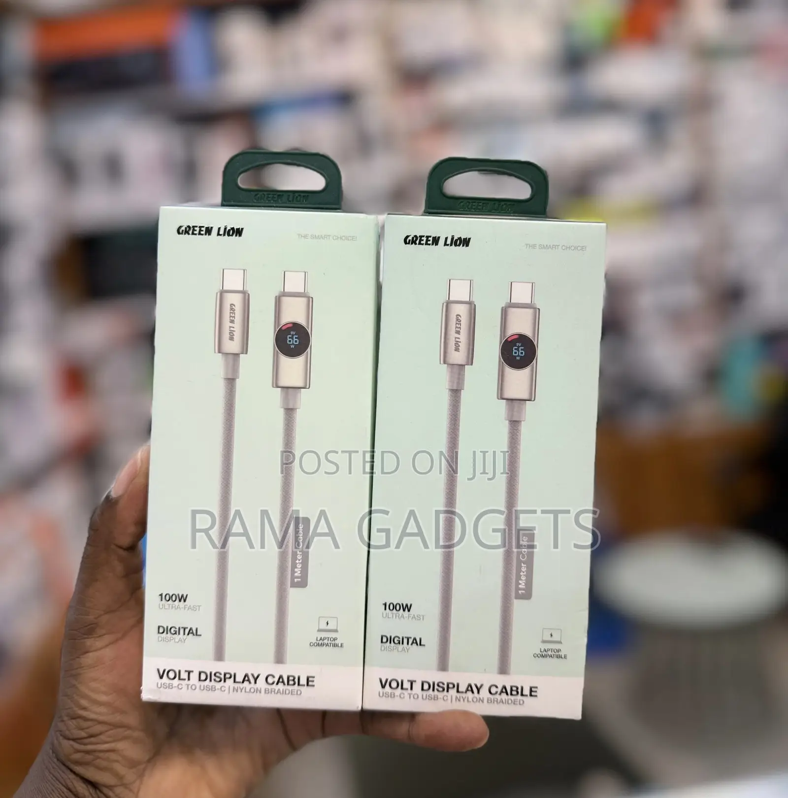 Green Lion Volt Display Cable 100w Usb-C to Usb-C Nylon Braided Cable.