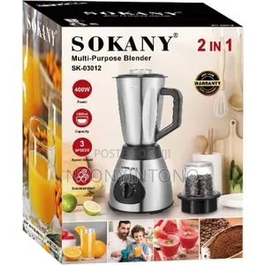 Sokany 2 in 1 High-Quality Stainless Steel Blender