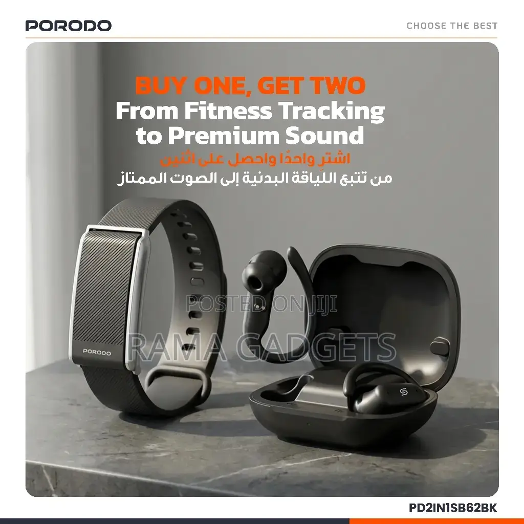 Porodo Activex Smart Fitness Band and Earbuds Combo