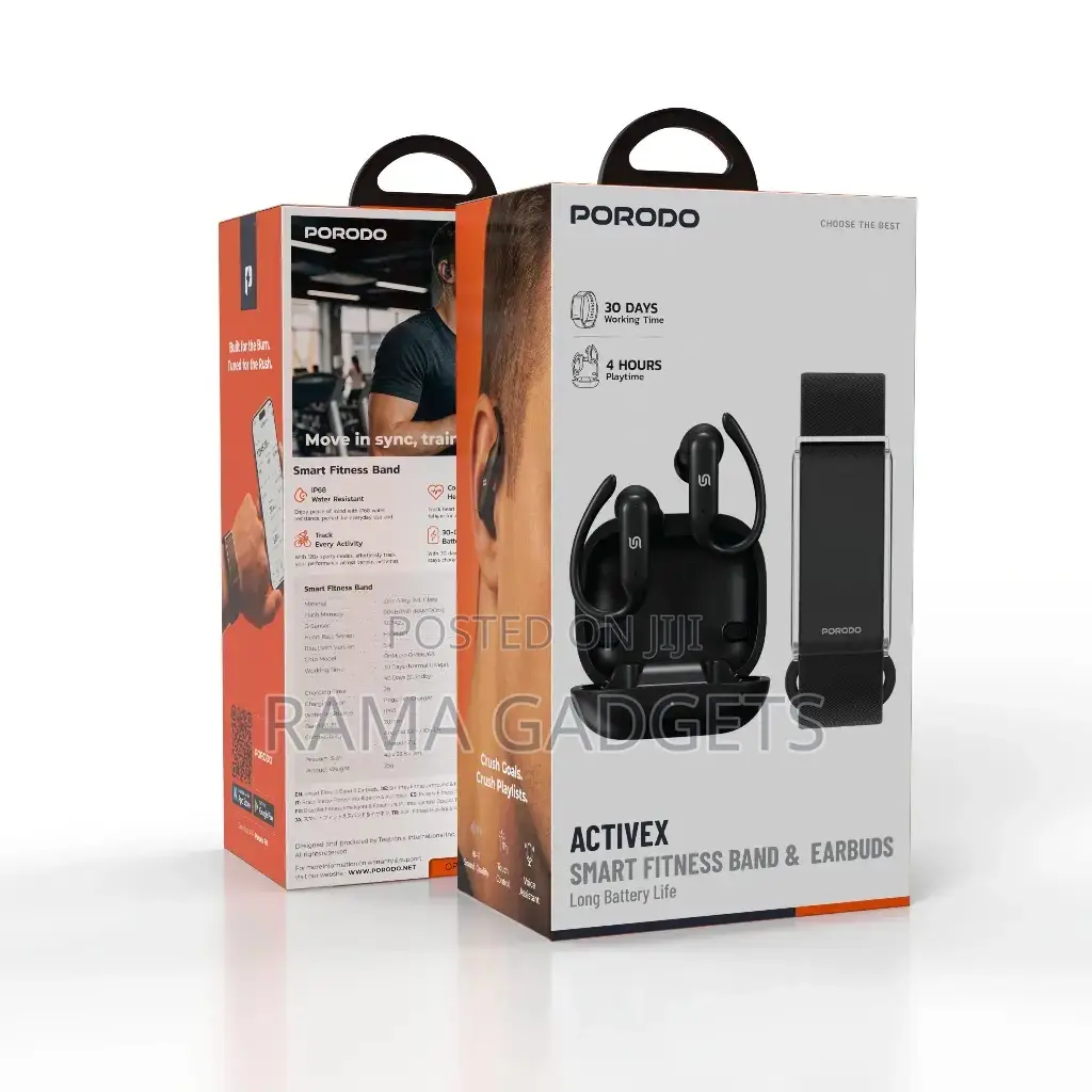 Porodo Activex Smart Fitness Band and Earbuds Combo