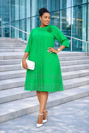 Green a Line Midi Dress