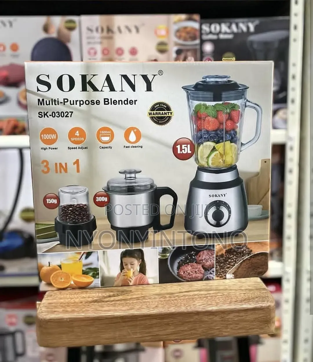 Sokany 3 in 1 Stainless Steel Blender ,Chopper and Grinder