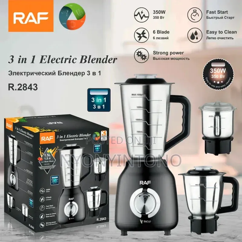 Raf 3 in 1 Metallic Blender, Chopper and Grinder R2843