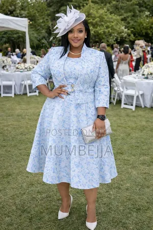 Original Light Blue Floral Dress With a Matching Coat