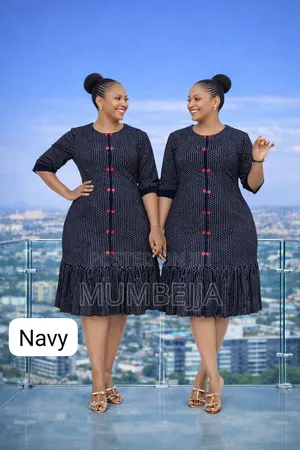 Ladies Black Midi Dress With Polkas