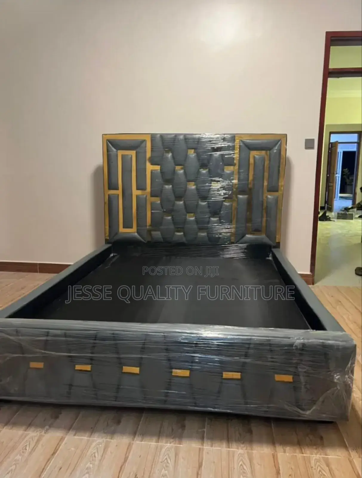 Gray Fabrick Bed