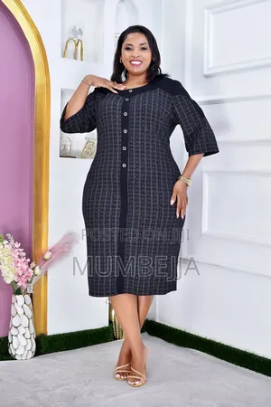 Black Tweed Midi Dress for Classic Ladies