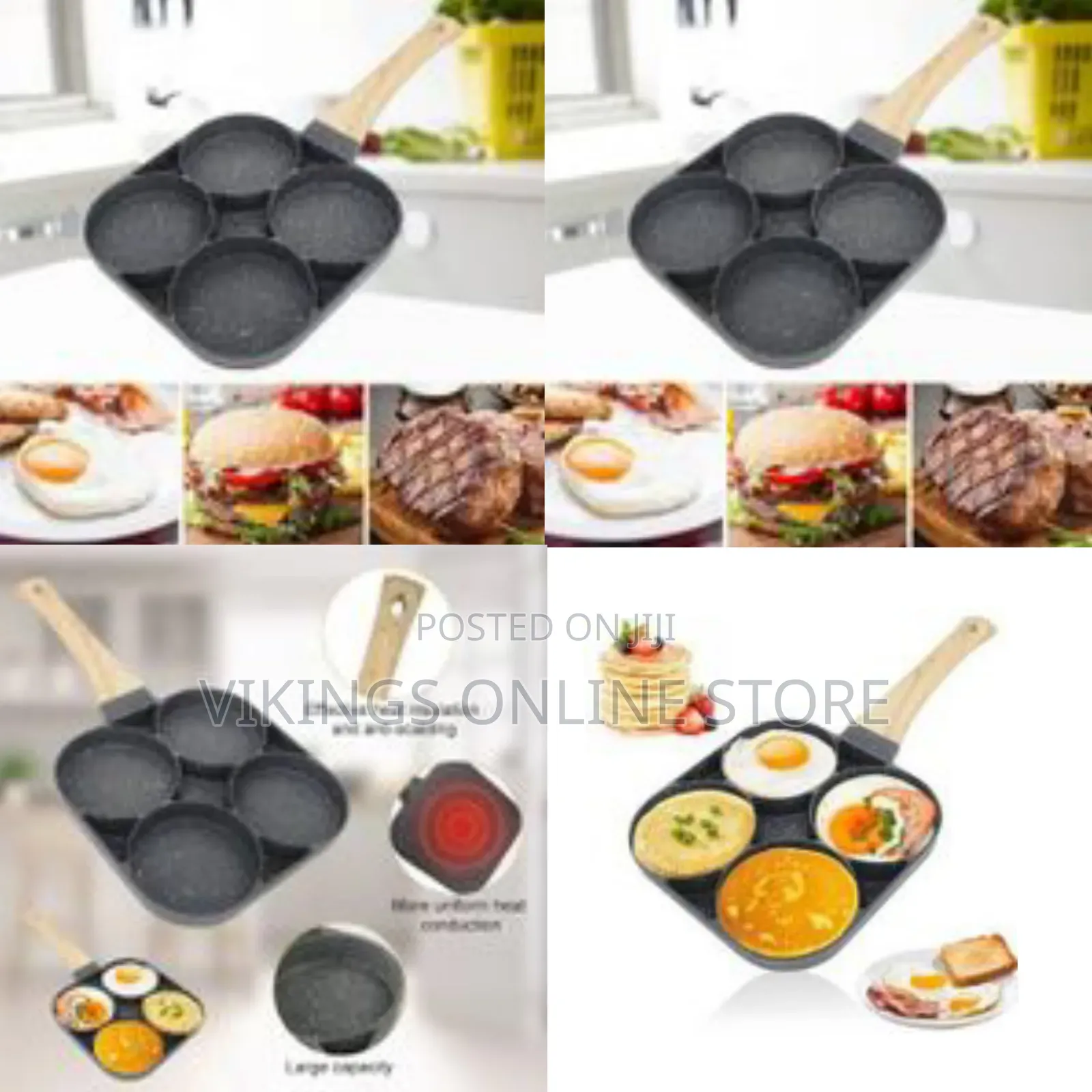 Temperature Sensitive 4-Hole Non-Stick Aluminium Hamburger, Sandwiches