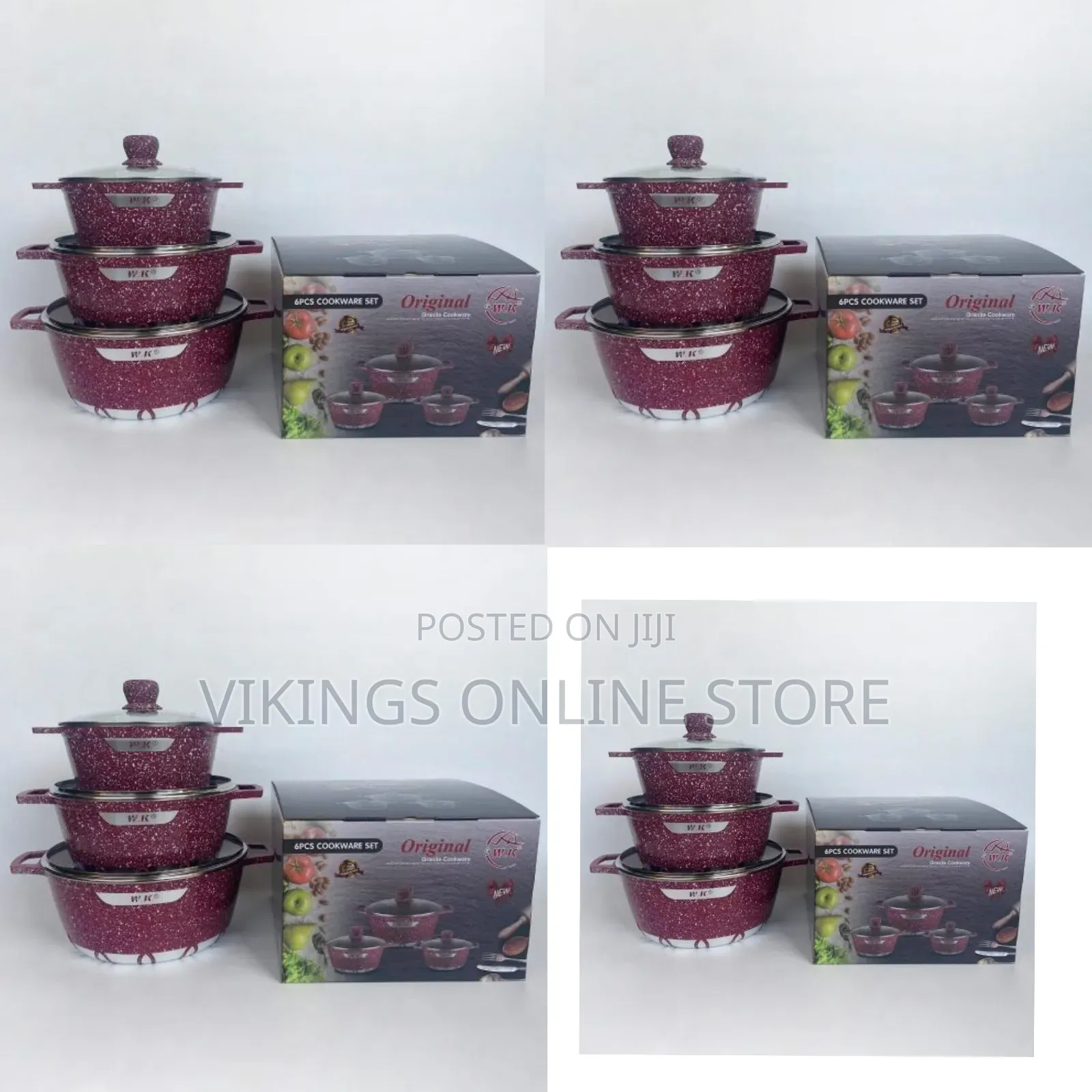 3 Pieces of Non-Stick Serving/Saucepans/Cookware- 24x28x32cm -Maroon