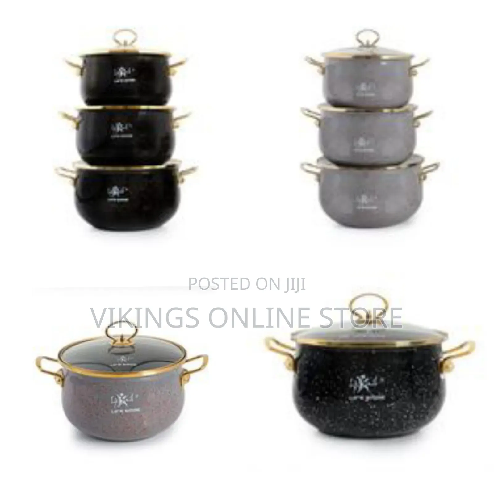 Life Smile 6 Pieces of Granite Non-Stick Enamel Serving/Saucepan