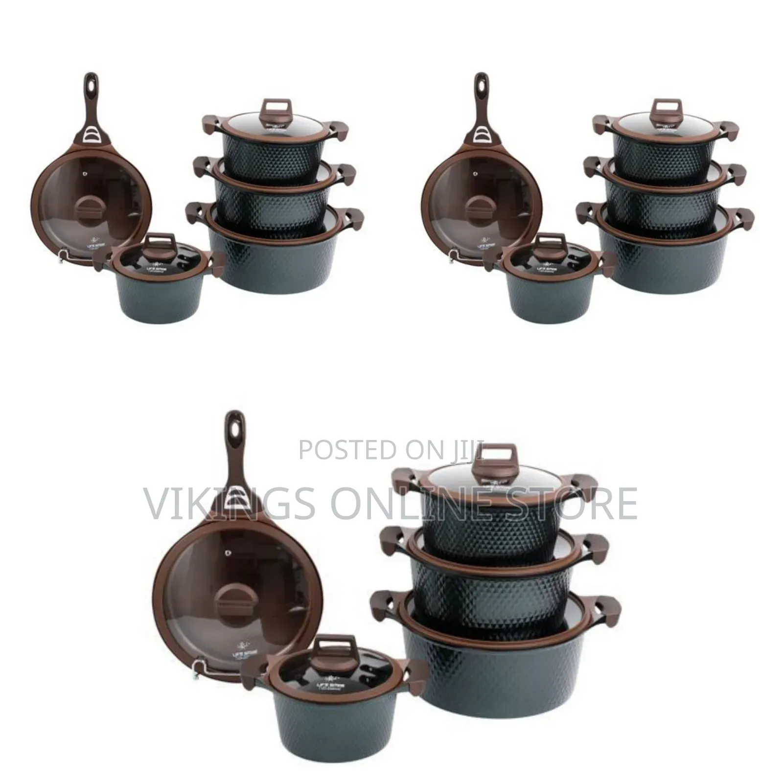 Life Smile 5 Piece Lifesmile Non-Stick Saucepan Cookware Pots, Black