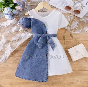 Girls Blue and White Cold Shoulder