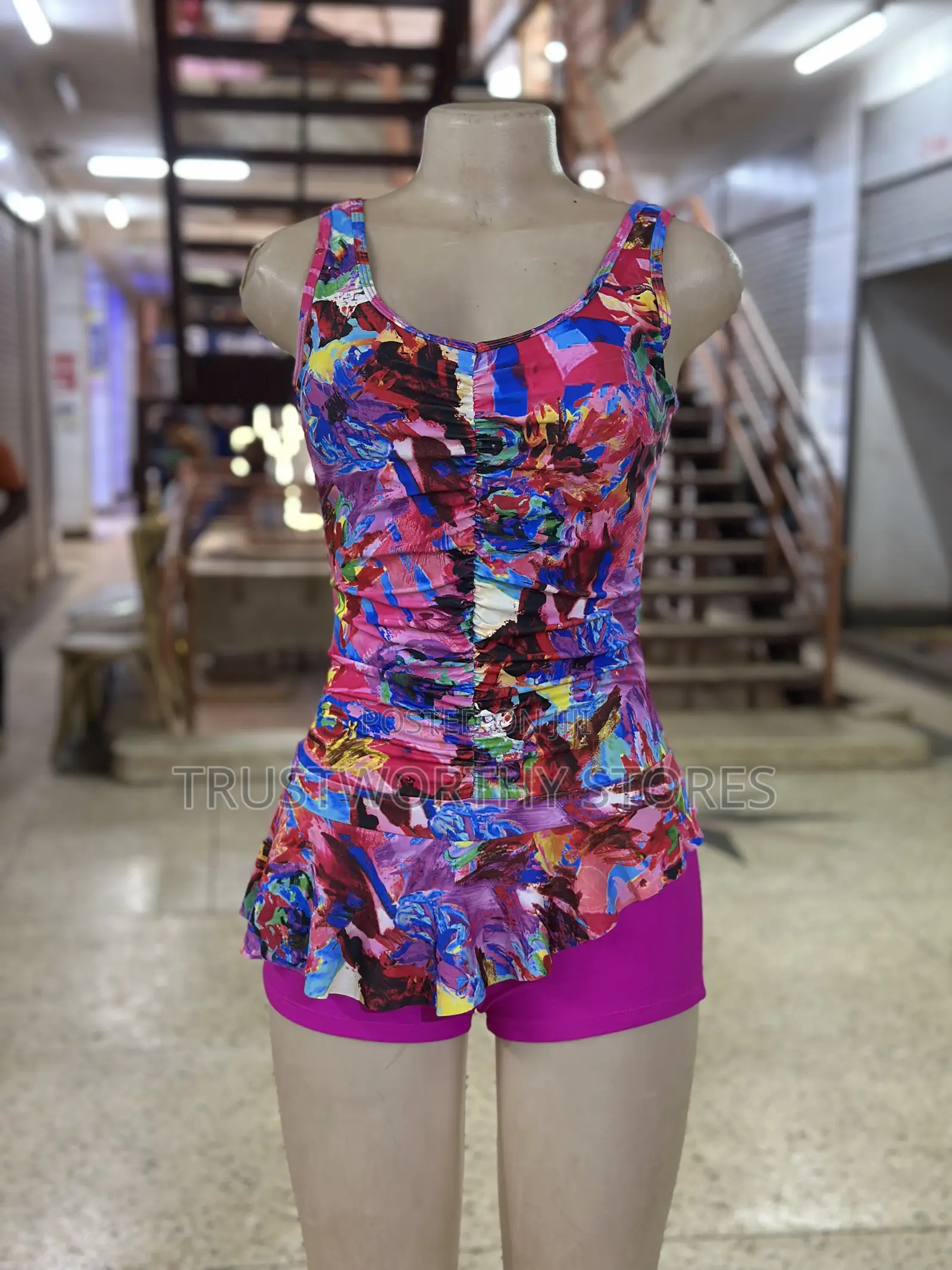 Colored Pink Swimming Costume