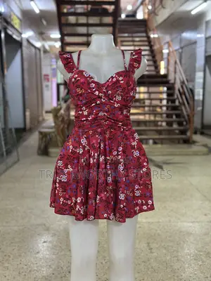 Red Floral Swimming Costume