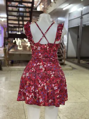 Red Floral Swimming Costume