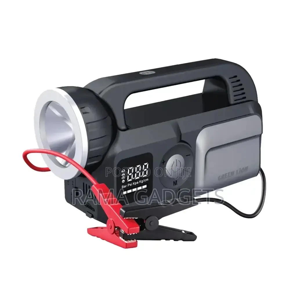 Green Lion Savior 12v Jump Starter in Gray.