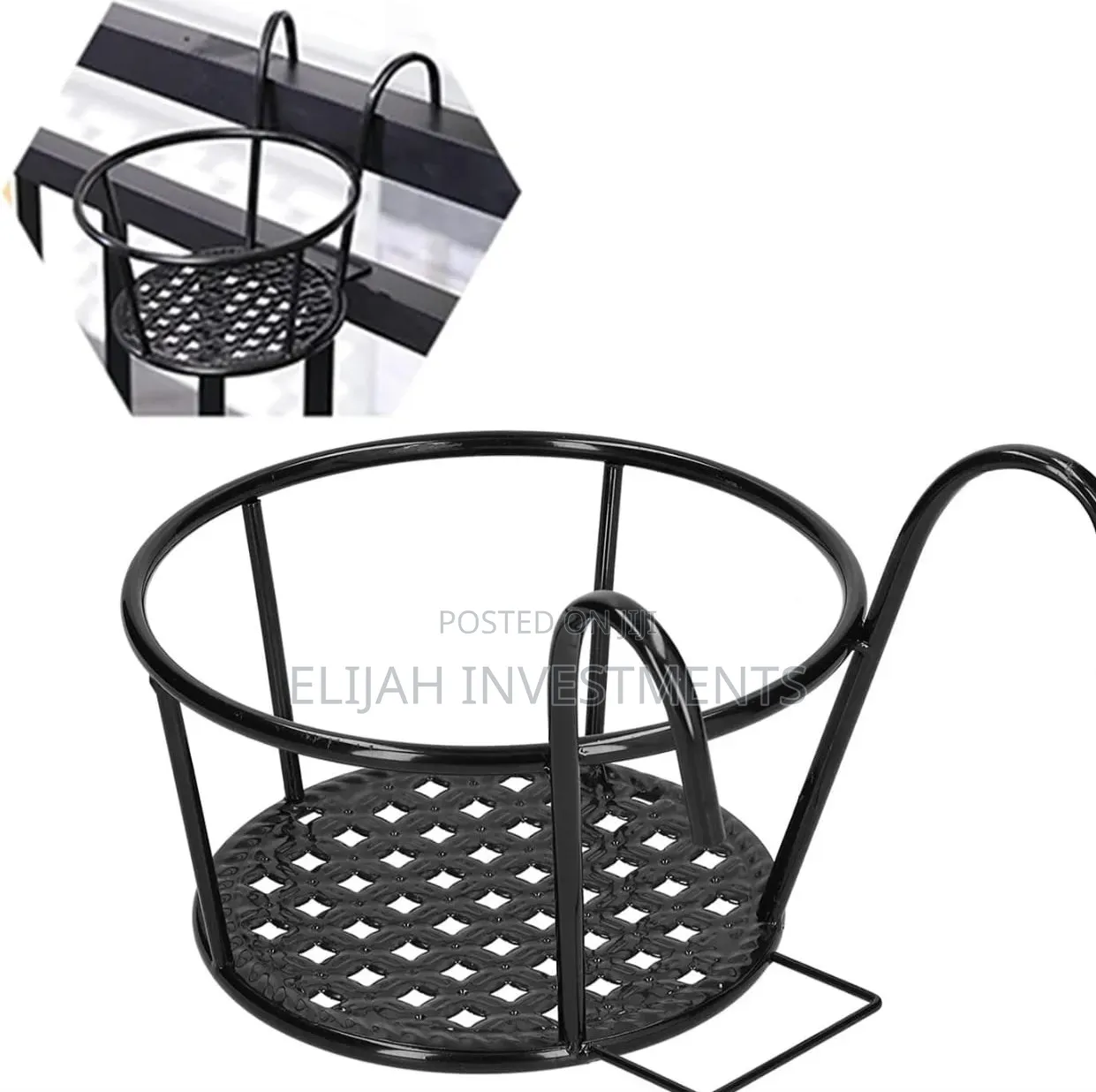 8.7'' Round Metal Hanging Railing Planters