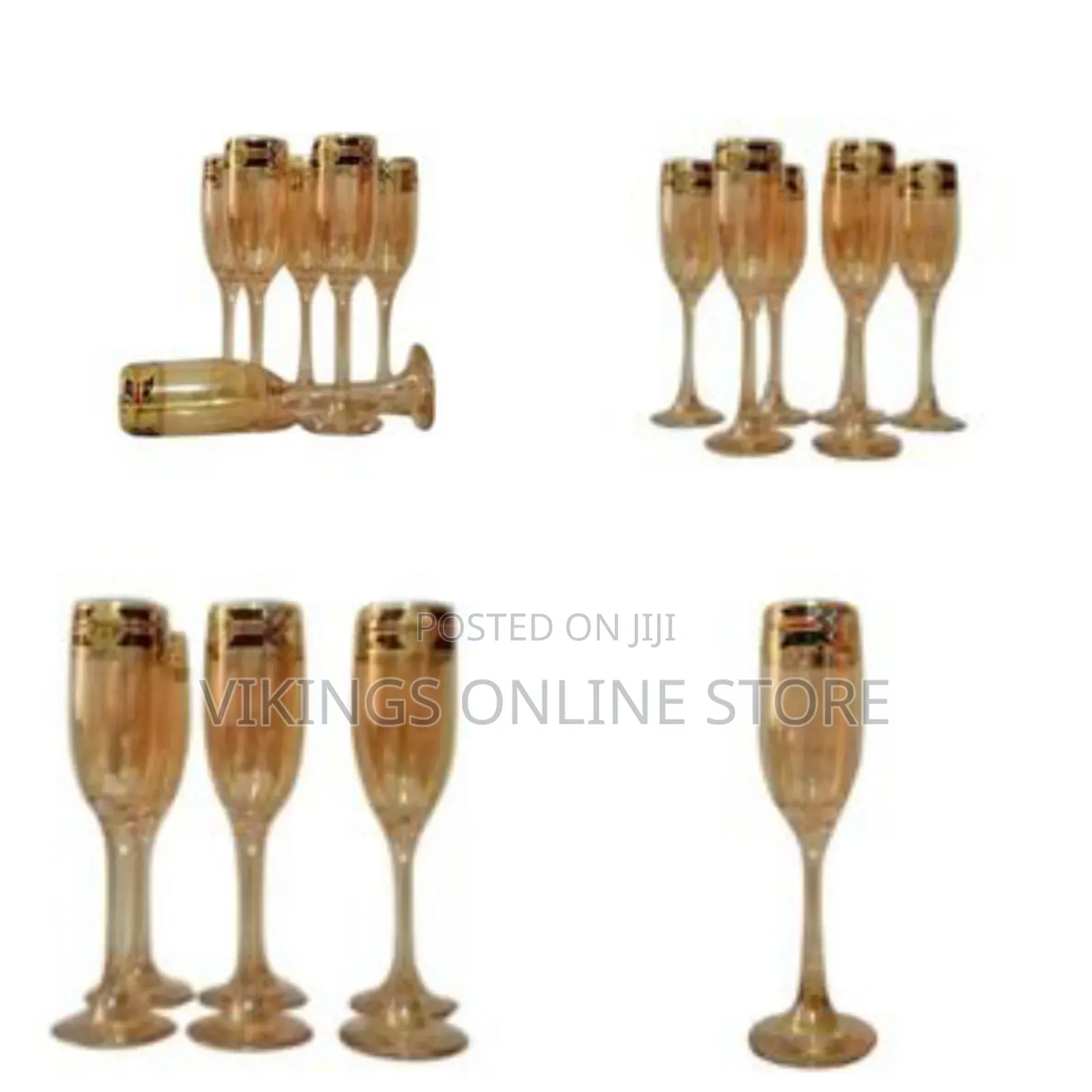 Gold Lead-Free Juice, Champagne Wine Glasses- 6 Pieces,Brown