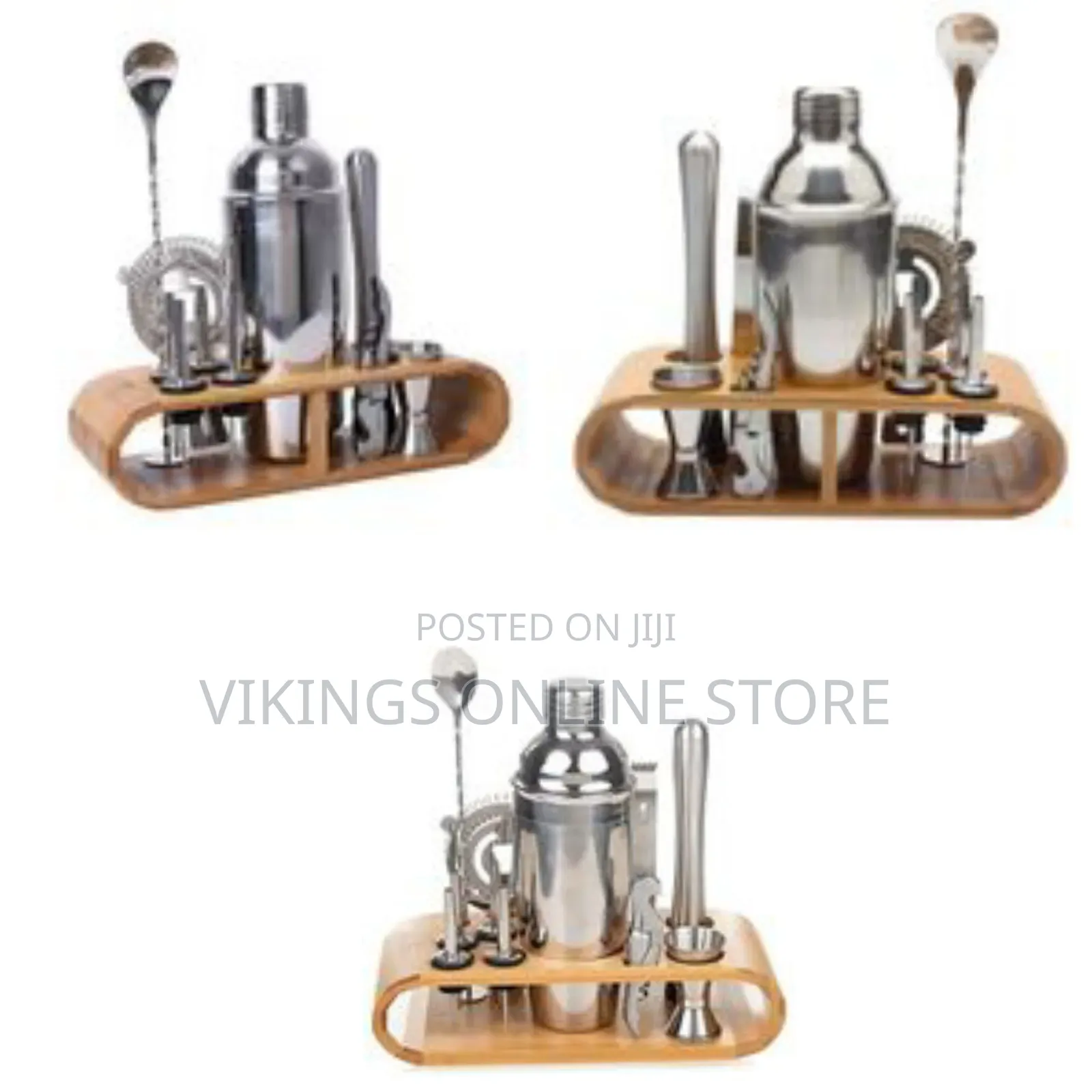 12-piece Martini Cocktail Shaker 750ml In Stainless Steel And Bamboo