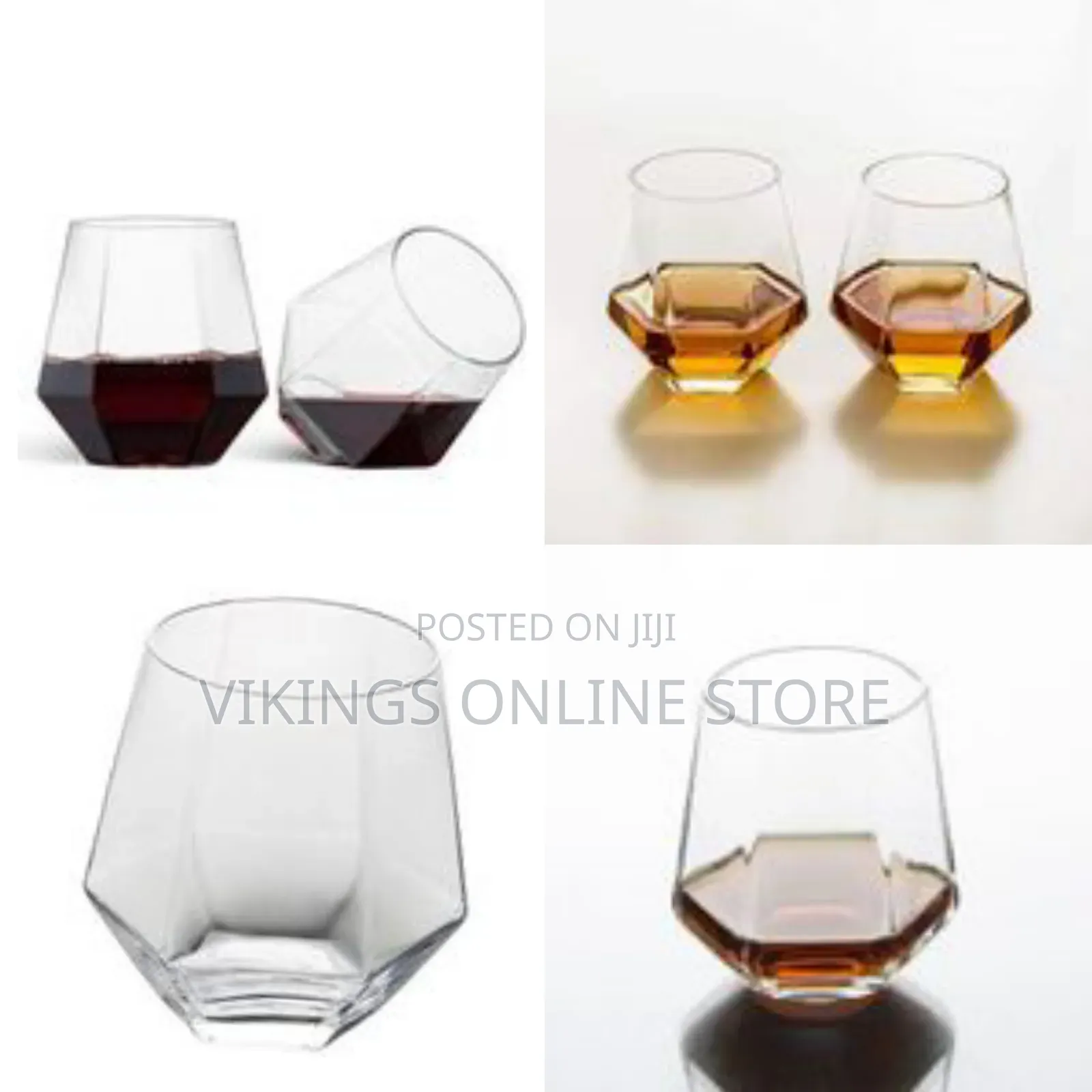 6 Pieces of Diamond Wine Juice Cup Glasses- Colorless