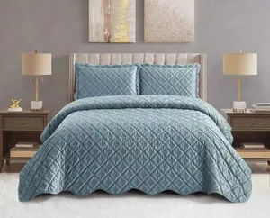 Light Teal Blue Quilted Duvet Cover
