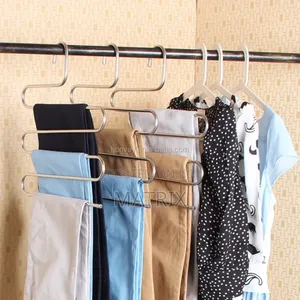 5 Layer Stainless Steel S Shaped Hanger Multifunctional Non Slip Towel