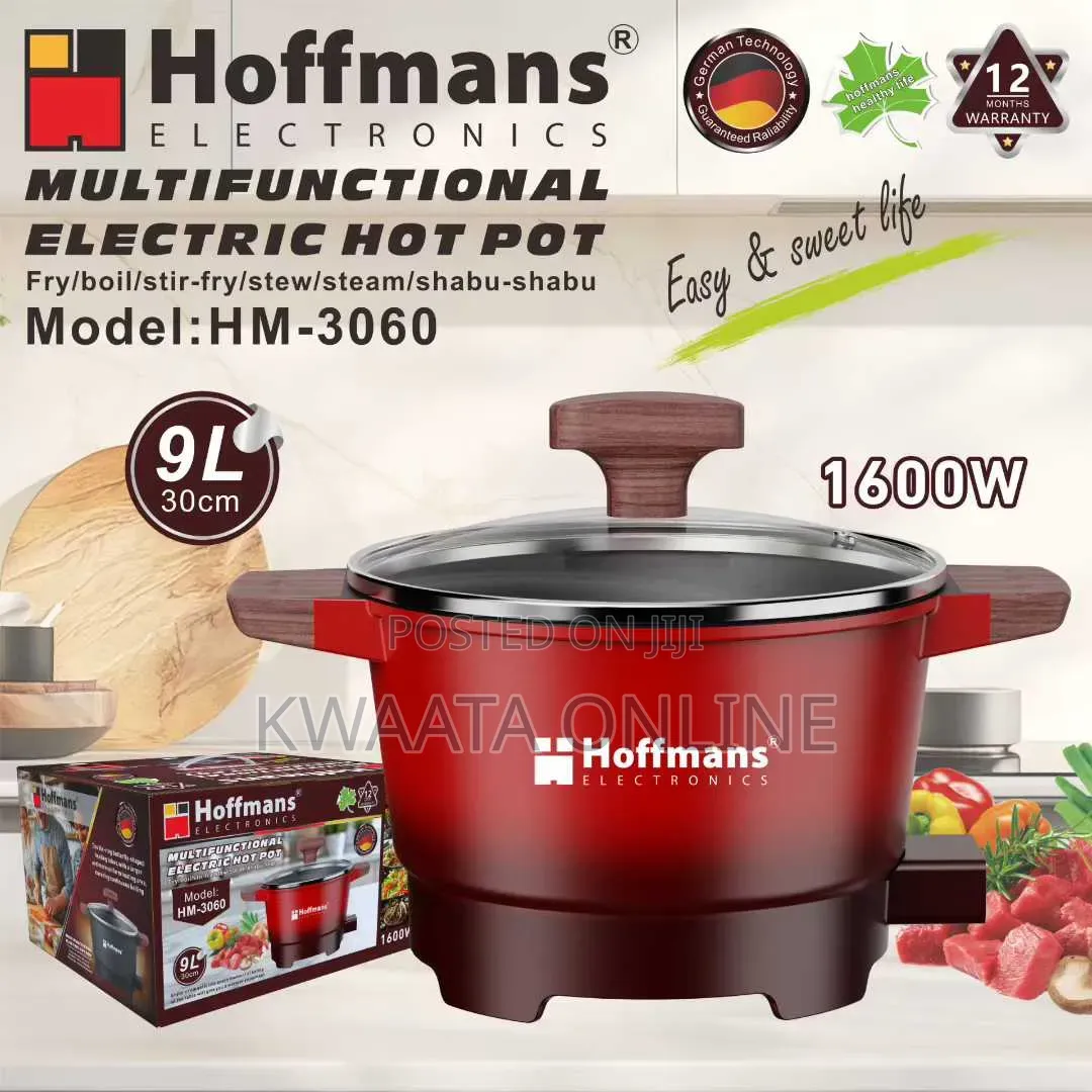 9l Hoffmans 1600w Electric Hot Pot Non-Stick Cook Pot Multi-Functional