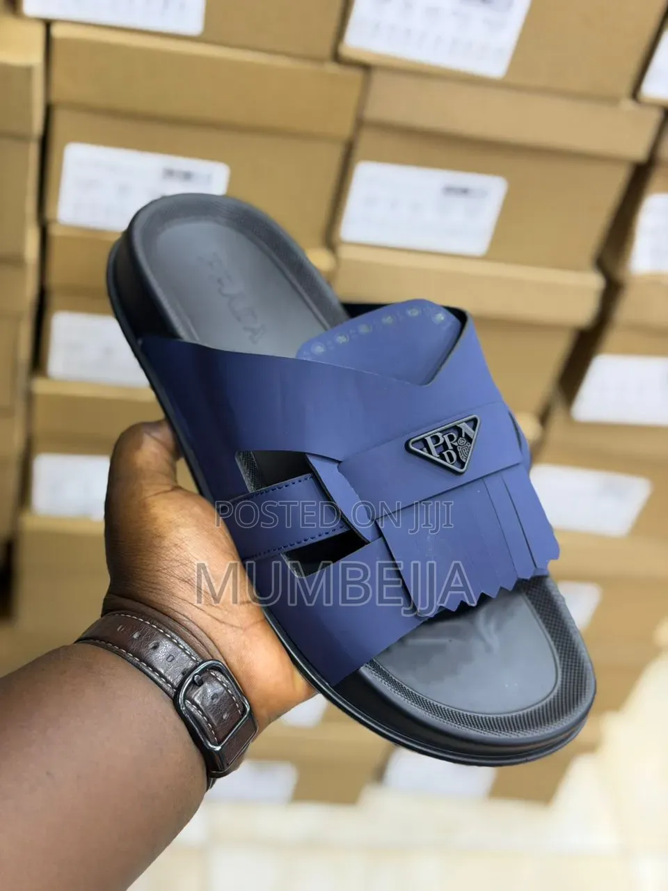 Original Prada Black Slide Sandals.