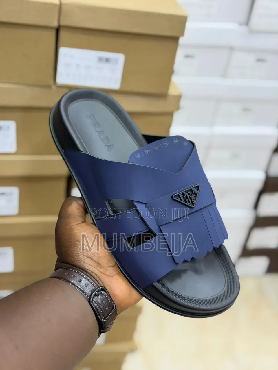 Original Prada Black Slide Sandals.